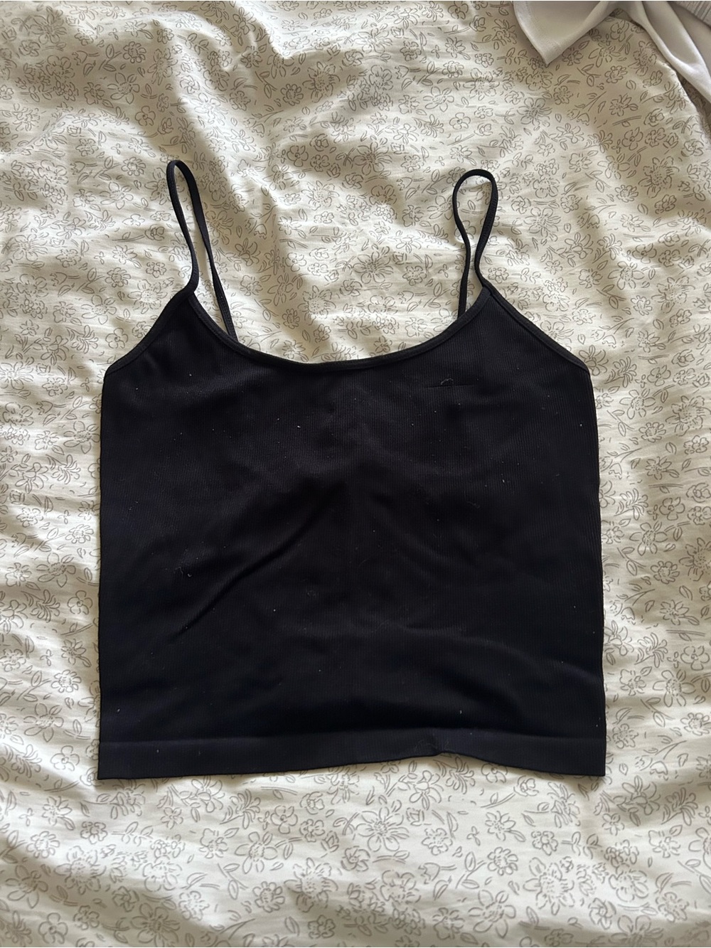 Nikibiki Black Ribbed Spaghetti Strap Crop Tank